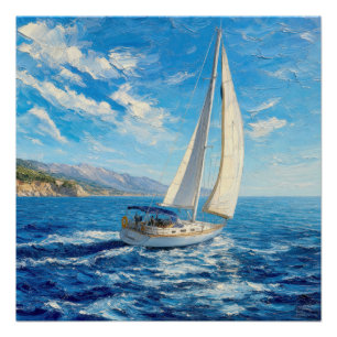 Sailboat Impasto Painting  Poster