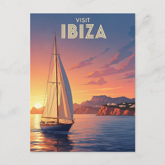 Sailboat in Ibiza Spain Travel Postcard (Front)