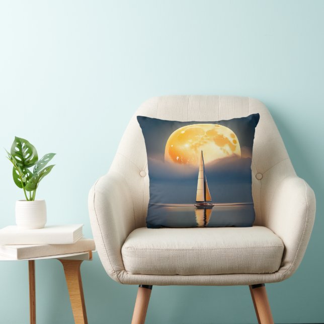 Sailboat In Moonlight Cushion (Chair)