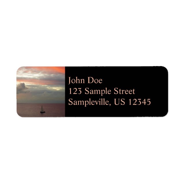 Sailboat in Sunset Beautiful Pink Seascape Return Address Label (Front)