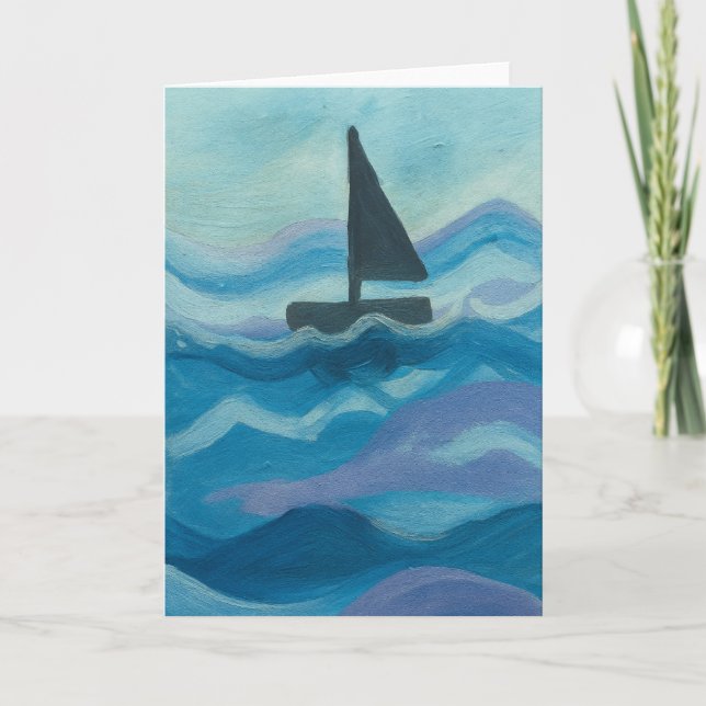 Sailboat in the Ocean Blank Greeting  Card (Front)
