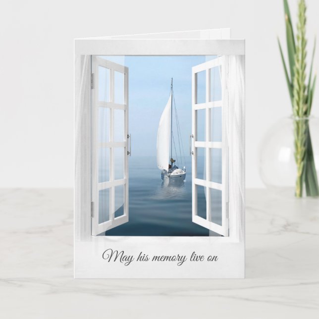 Sailboat In Window for Sympathy Card (Front)