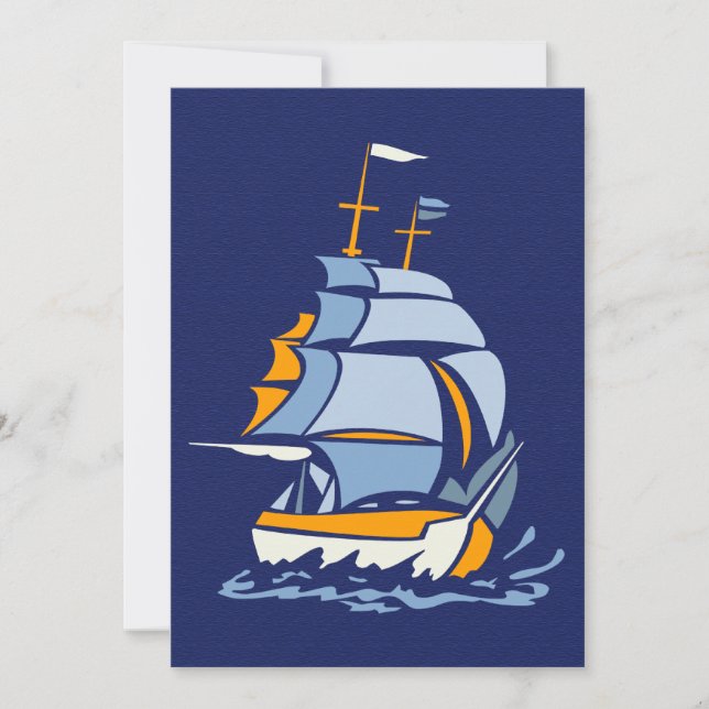Sailboat invitation, customisable invitation (Front)