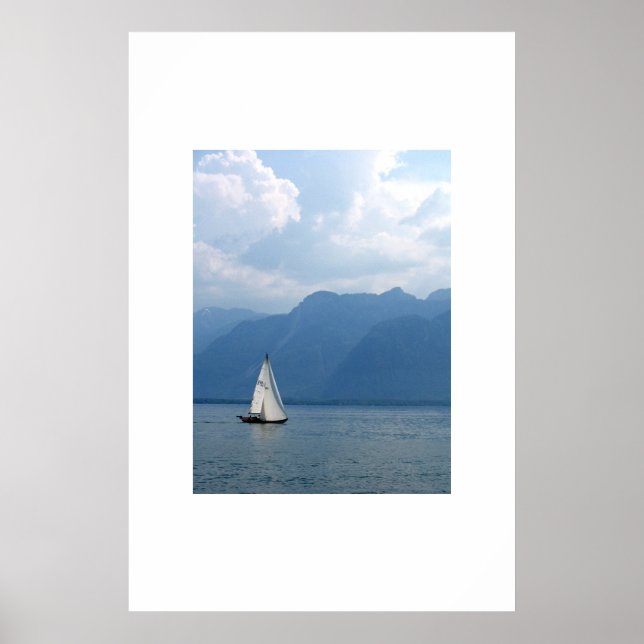 Sailboat, Lake Geneva, Switzerland Poster (Front)