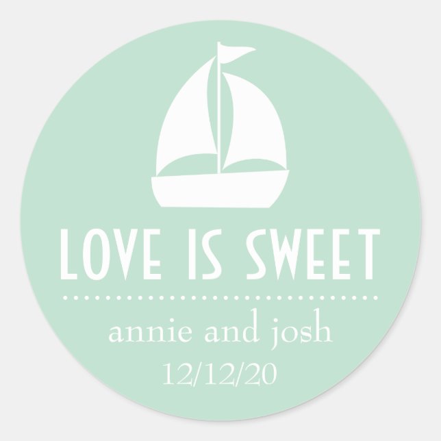 Sailboat Love Is Sweet Labels (Sage Green) (Front)