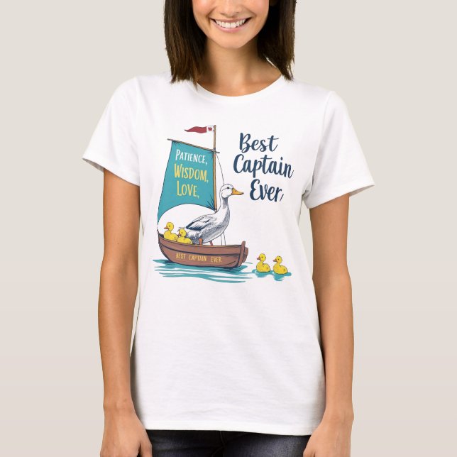 Sailboat Mama Duck & Babies – Parenting Voyage Art T-Shirt (Front)