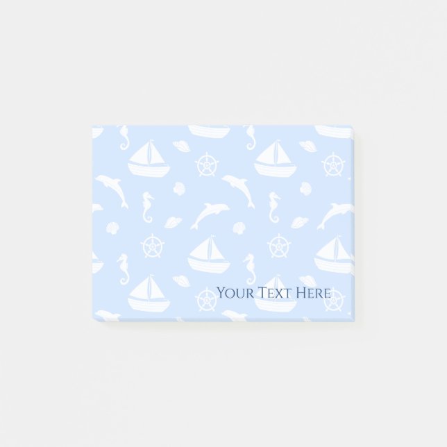 Sailboat & Marine Life Pattern Post-it Notes (Front)