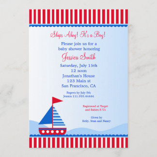 Sailboat Nautical Baby Shower Invitations