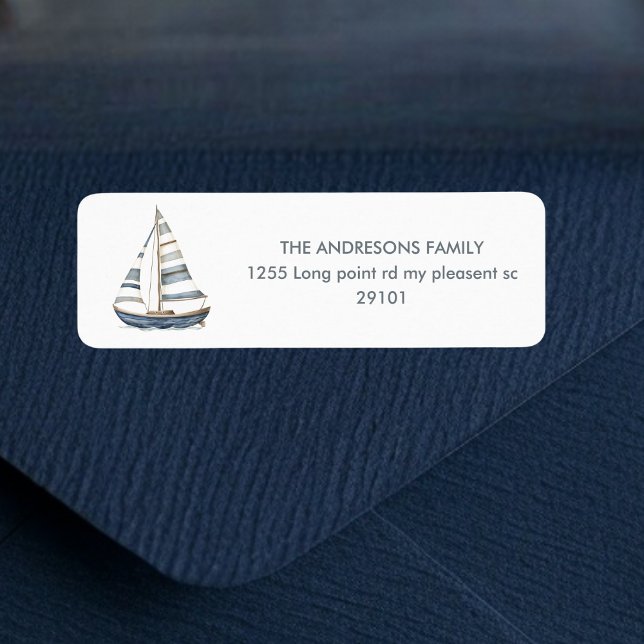 Sailboat Nautical Birthday I Return Address Label (Creator Uploaded)