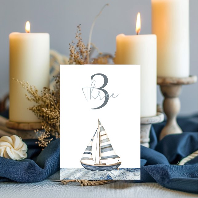 Sailboat Nautical Birthday Table Number (Creator Uploaded)
