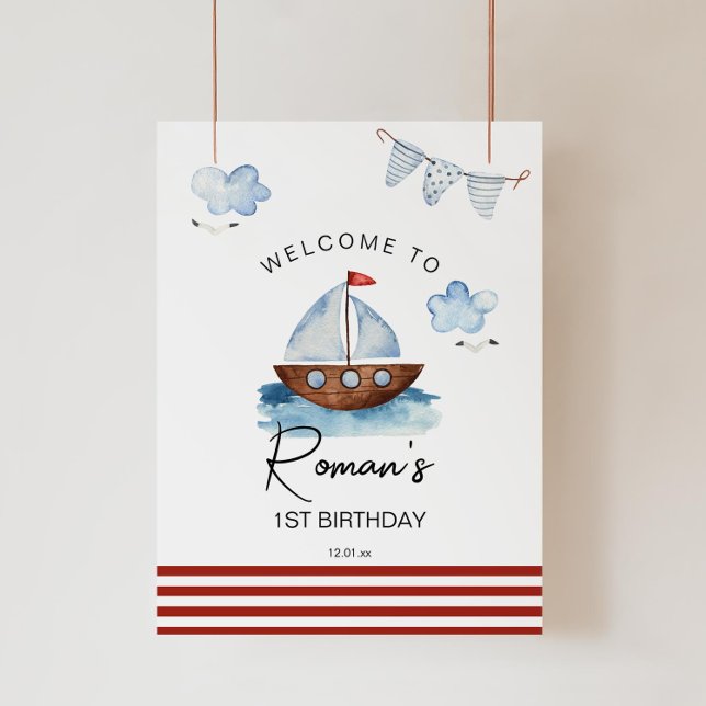 Sailboat Nautical Boy Welcome Sign (Creator Uploaded)