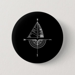 Sailboat Nautical Comp Boater Sailor Captain 6 Cm Round Badge