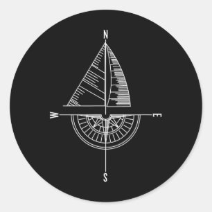 Sailboat Nautical Comp Boater Sailor Captain Classic Round Sticker