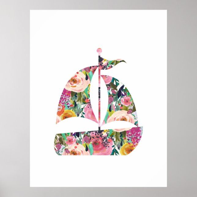 Sailboat nautical wall print nursery art (Front)