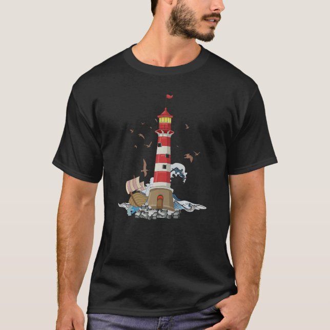 Sailboat Ocean Sea Waves Seagull Nautical Sailing  T-Shirt (Front)