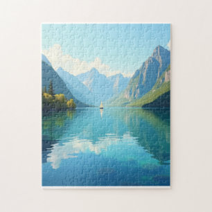 Sailboat on a clear lake jigsaw puzzle