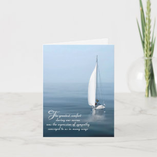 Sailboat on Blue Water for Sympathy Thank You Card