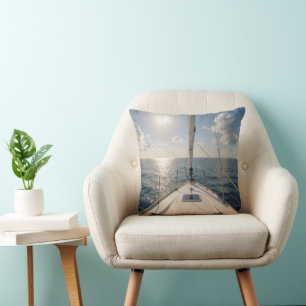Sailboat On Calm Ocean Water Cushion