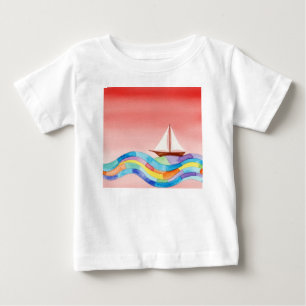 Sailboat on colorful waves Baby T-Shirt