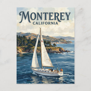 Sailboat on Monterey Bay California Postcard