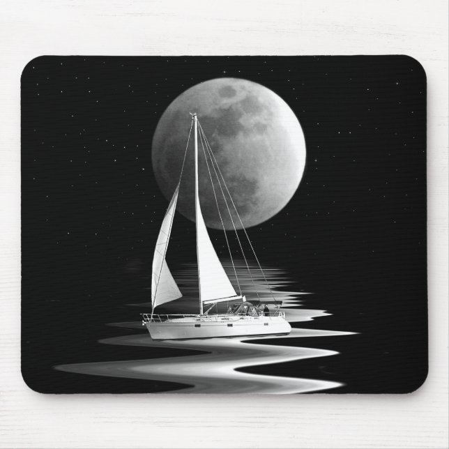 Sailboat on moonlit water mouse pad (Front)
