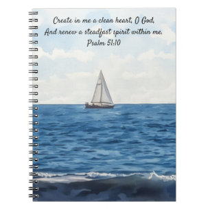 Sailboat on Ocean Art Bible Verse Prayer Journal