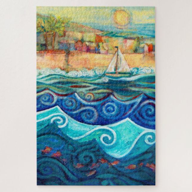 Sailboat on Sunny Seas Puzzle (Vertical)