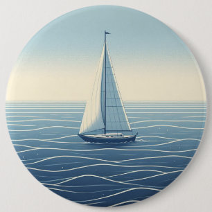 Sailboat on the high seas 6 cm round badge