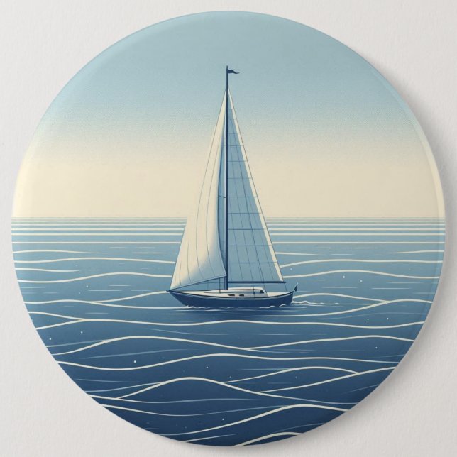 Sailboat on the high seas  6 cm round badge (Front)