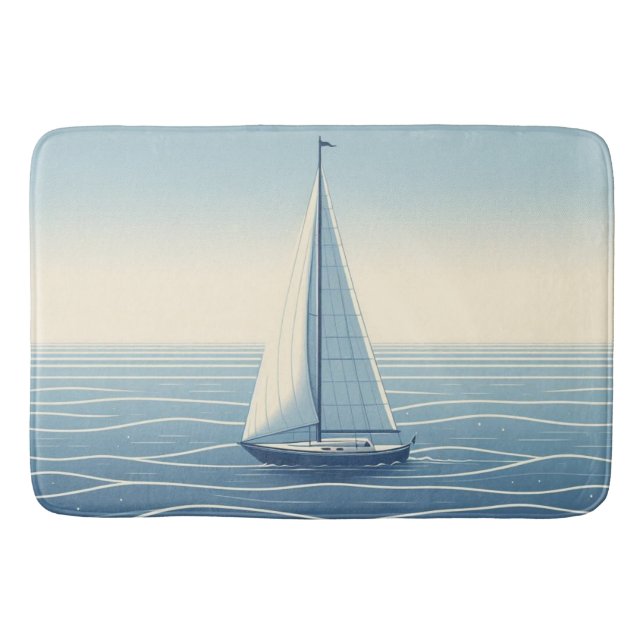Sailboat on the high seas  bath mat (Front)