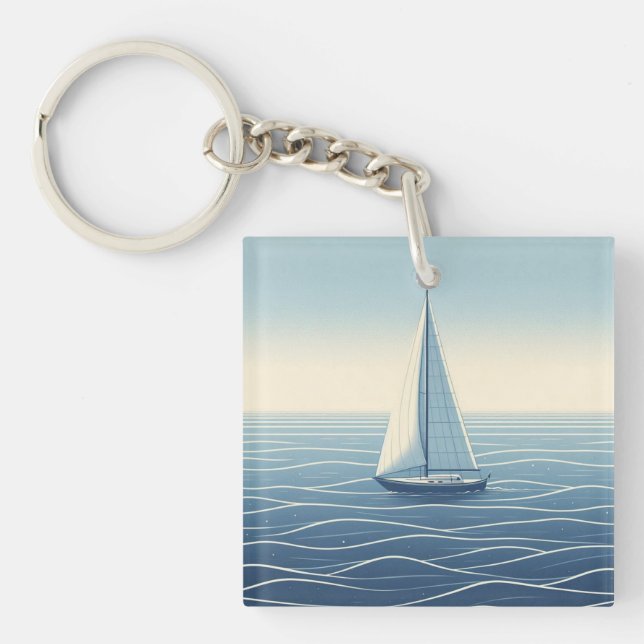Sailboat on the high seas  key ring (Front)