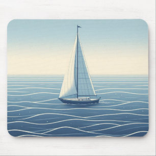 Sailboat on the high seas mouse pad
