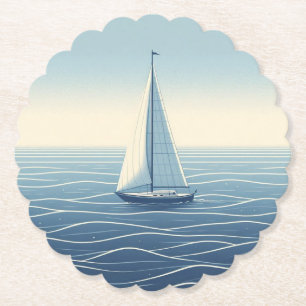 Sailboat on the high seas paper coaster