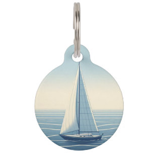 Sailboat on the high seas pet tag