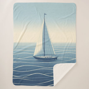 Sailboat on the high seas sherpa blanket