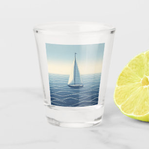 Sailboat on the high seas shot glass