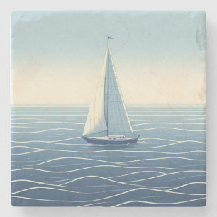 Sailboat on the high seas stone coaster