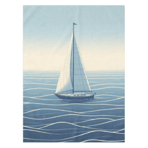 Sailboat on the high seas tablecloth