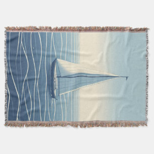 Sailboat on the high seas throw blanket