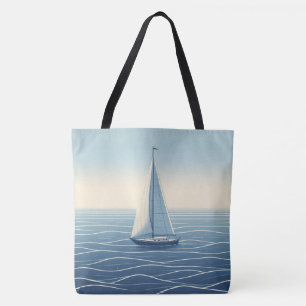 Sailboat on the high seas  tote bag