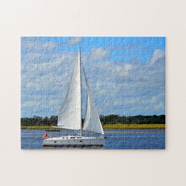 Sailboat on the river jigsaw puzzle (Horizontal)