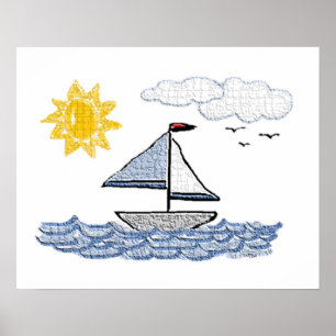 Sailboat on the Water Textured Look Poster