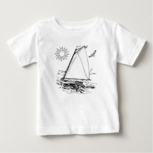 Sailboat on the Water with Sun and Bird Baby T-Shirt