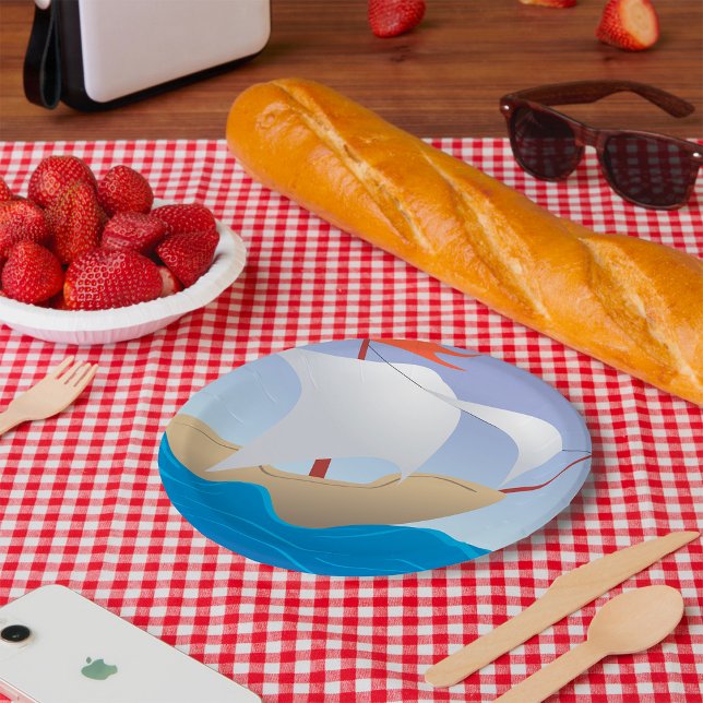 Sailboat On The Waves Paper Plates (Creator Uploaded)