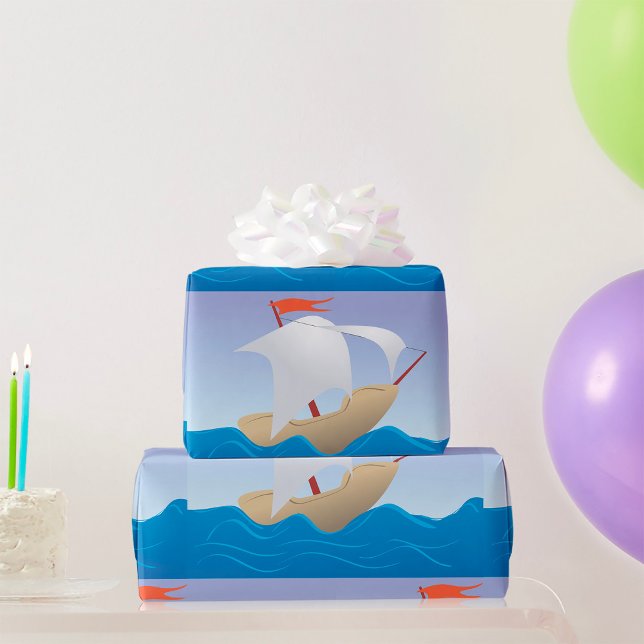 Sailboat On The Waves Wrapping Paper (Creator Uploaded)