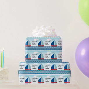 Sailboat on Water It's A Boy, Nautical Baby Shower Wrapping Paper