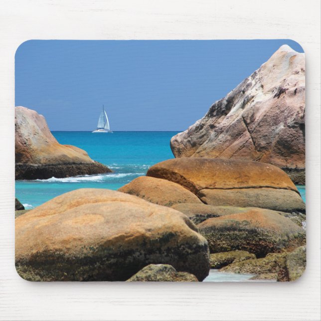 Sailboat Passing By the Beach  Mouse Pad (Front)