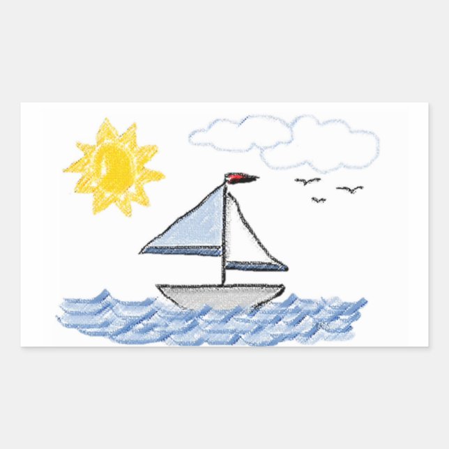 Sailboat Pastels Rectangular Sticker (Front)