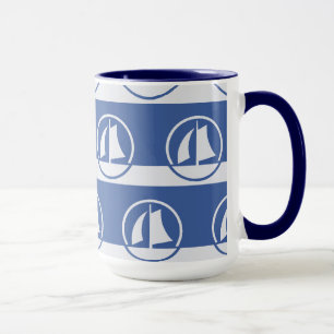 Sailboat pattern custom colour mugs