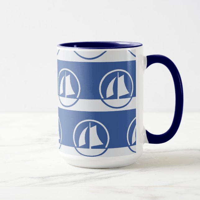 Sailboat pattern custom colour mugs (Right)